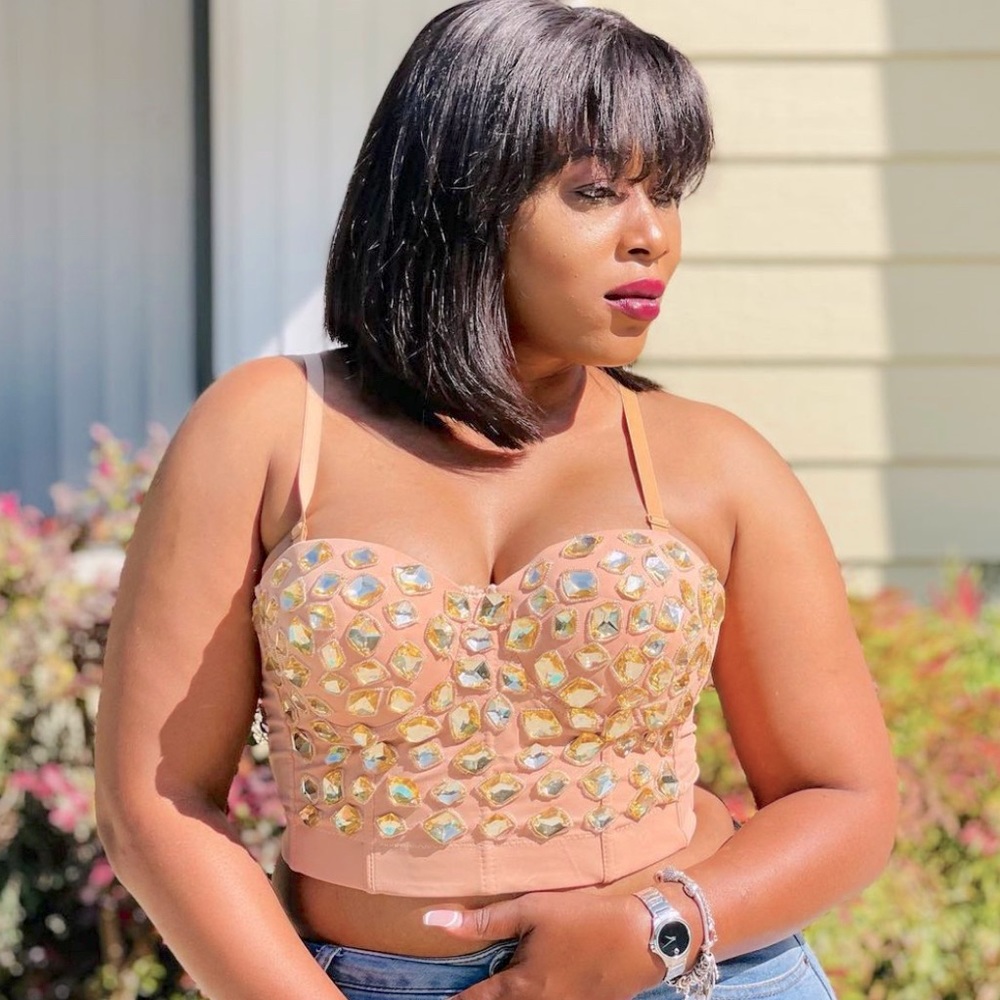 Bejeweled crop top , red and gold colors - Picture 1 of 4